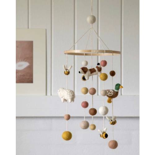 Mobile handmade from felt | Farm animals | Baby room decoration | Gift baby shower, birth, baptism | Boys & girls