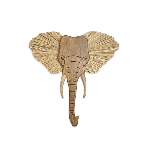 Crane Baby Wooden Safari Wall Decor, Wood Animal Nursery Wall Art, Boho Gender-Neutral Safari Room Decor Elephant 21L X 21W Brown