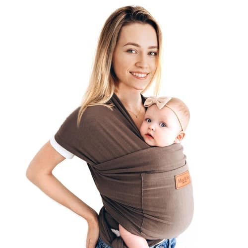 Baby Wraps Carrier Newborn to Toddler – Soft, Hands-Free & Stretchy – Cotton – Ergonomic, Breathable, Machine Washable – Newborn Baby Sling Carrier – Adjustable Fits All Sizes (8-35 lbs)