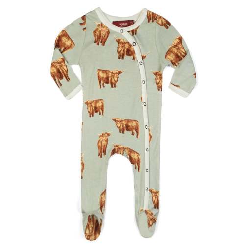 Highland Cow Bamboo Snap Footed Romper