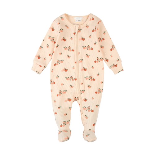 3M FIRSTS by Petit Lem Argumes Print Cotton Rib One-Piece Footed Pajamas