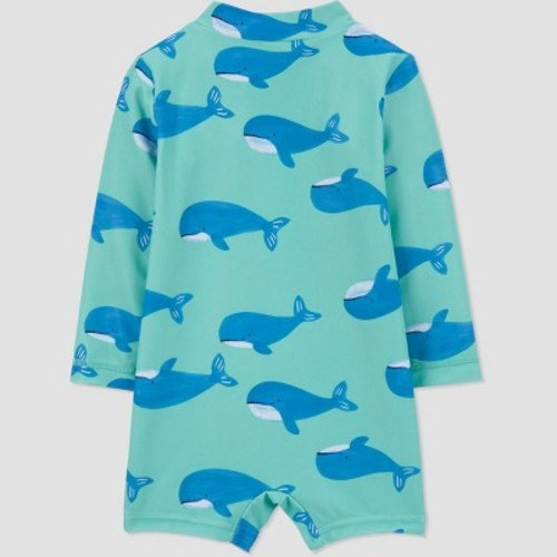 Carter's Baby Boys' Whale Printed Rash Guard, Size: 6M, Color: White/Light Blue