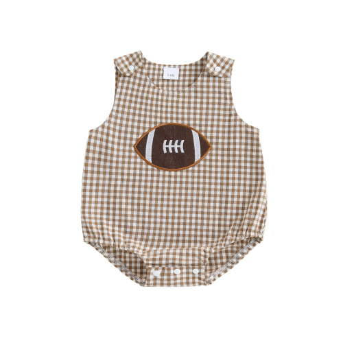 BemeyourBBs Baby Boy Football Tank Romper Plaid Rugby Sleeveless Bodysuit
