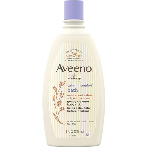 Aveeno Baby Calming Comfort Bath with Relaxing Lavender & Vanilla Scents, Hypoallergenic & Tear-Free Formula, Paraben- & Phthalate-Free, 18 Fl Oz (Pack of 1)