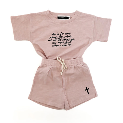 She is Far More Precious Shorts & Tee Set – OUR HOUSE ABOVE