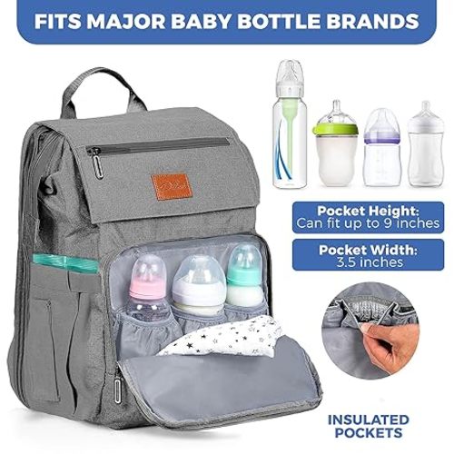 PILLANI Baby Diaper Bag Backpack - Large Bag for Boys & Girls - Diaper Backpack - Travel Diaper Bags w/Changing Pad, Baby Registry Search & Shower Gifts - Essentials Must Haves Newborn Stuff for Mom