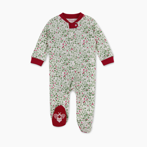 Burt's Bees Baby Sleep and Play PJs, 100% Organic Cotton One-Piece Zip-Up Pajamas - Boughs Of Holly, 0-3 Months