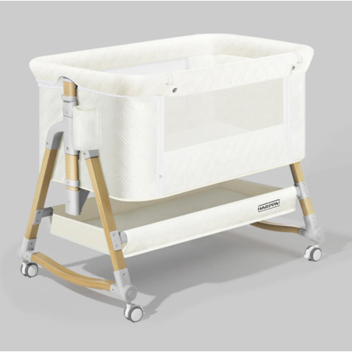 HARPPA Cuddly | 3-in-1 Baby Bassinet Bedside Sleeper With Mattress | HARPPA Baby Mini Crib Bassinet, Wooden Bassinets For Babies, Rocking Co-Sleeper Bassinet, Under-the-Bed Bassinet, Bassinet Cradle, Non Toxic Bedside Sleeper, Bassinet And Co Sleeper, New
