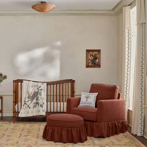 Crosby Antique Amber Wood Convertible Baby Crib with Toddler Bed Rail by Sharland England