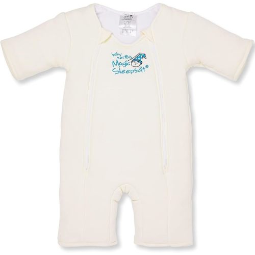 Magic Sleepsuit Baby Merlin's Microfleece Baby Swaddle Transition Product - Soft and Cozy Design, Double Zipper for Easy Diaper Changes, Promotes Safe Sleep, 3-6 Months - Cream - Small 12-18lbs