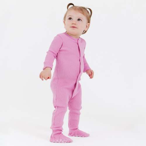 mauve ribbed organic cotton magnetic parent favorite footie – Magnetic Me