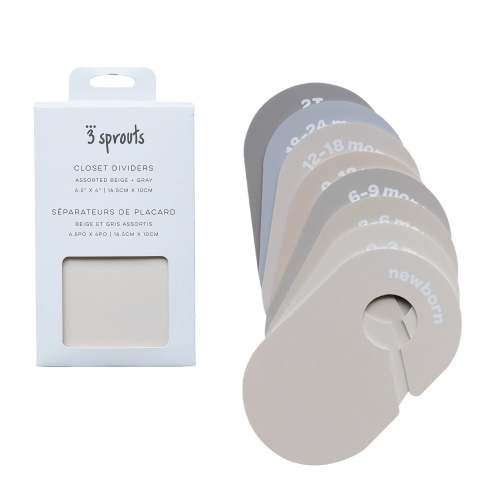 closet dividers (newborn to 24 months) - beige & gray