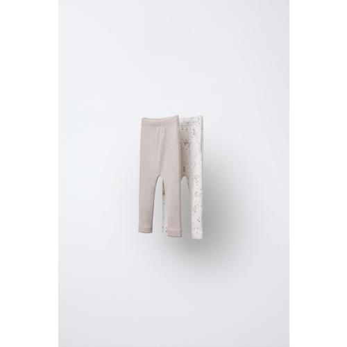 TWO-PACK OF PRINTED POINTELLE LEGGINGS - Ecru | ZARA United States