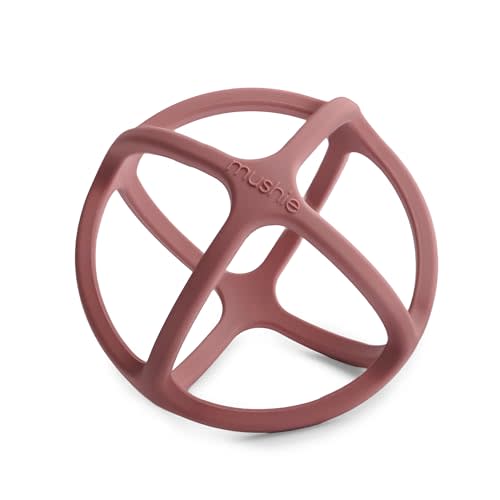 mushie Silicone Baby Teether Ball Toy (Woodchuck)