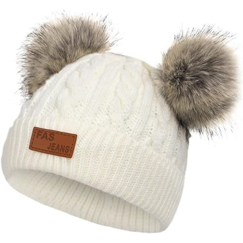 Toddler Beanie Baby Girls Winter Hat - 6-36 Months Warm Knit Pom Pom Hats for Gils Boys