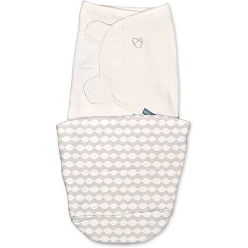 Ingenuity by SwaddleMe All Season Baby Swaddle, 2 Quick Flip Layers to Change from 1.0 to 2.5 TOG, Size 0-3 Months, 7-14 Pounds - Dream Waves