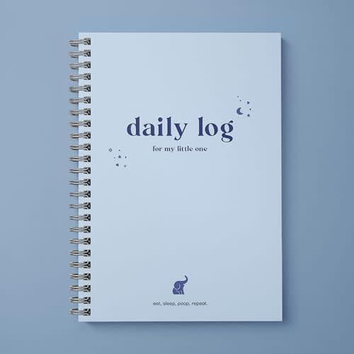 Bubbarino: Baby Daily Log Book, Track and Monitor Newborn Nursing, Sleep, Diaper and Milestones. Gift for New Parents, Grandparents, Babyshower, Nanny or Daycare - Hardcover Spiral Leather A5 (Blue)
