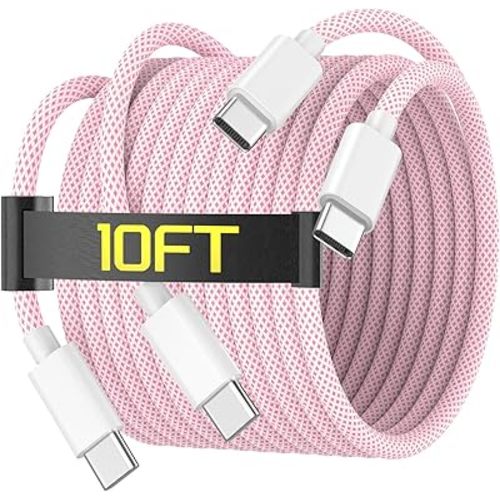 10FT USB C to USB C Charging Cable, Pink
