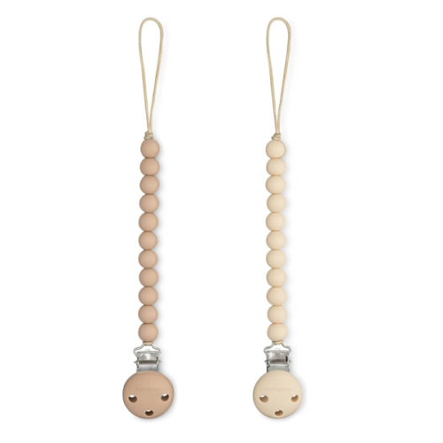 Comfy Cubs Pacifier Clips 2 Pack - 100% Food Grade Silicone Baby Pacifier Clips, BPA & PVC Free - CPSIA Certified, Lightweight and Flexible Baby Gifts - Beige & Light Beige