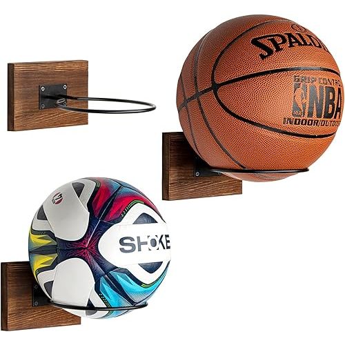 PUERSI Ball Holder Wall Mount Ball Stand Display Storage for Basketball Football Soccer Volleyball