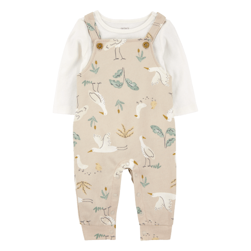 Baby 2-Piece Bird Print Long-Sleeve Tee & Overall Set