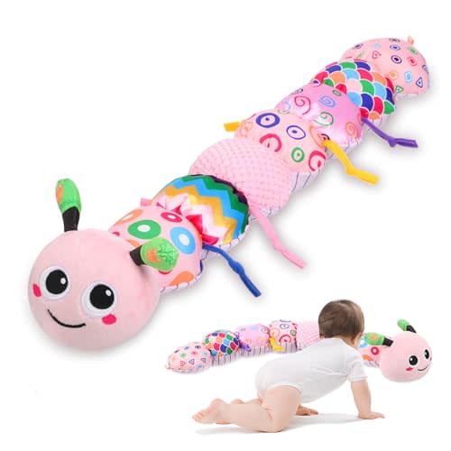 Baby Girl Toys 0-6 Months - Tummy Time Gifts Stuffed Sensory Caterpillar Toys for 0-3 3-6 6-9 6-12 Months Newborn Infant Rattles Crinkle Textures Soft Plush 3 4 5 6 7 8 9 10 Months Boys Girls Present