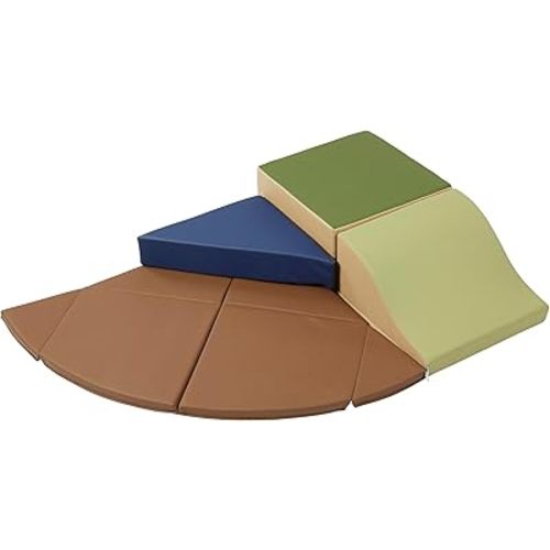 ECR4Kids SoftZone Junior Adventurer's Summit Slide, Corner Climber, Earthtone, 4-Piece