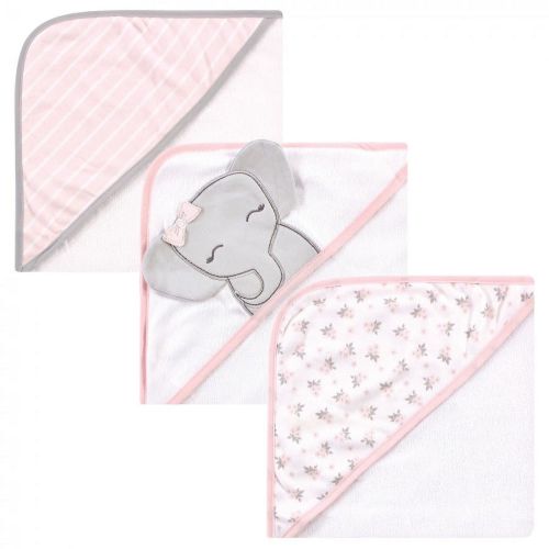 Hudson Baby Infant Girl Cotton Rich Hooded Towels, Cute Elephant, One Size