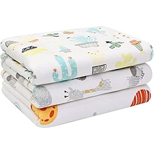Baby Diaper Changing Pad Liners(22X27.5 inches) Soft Cotton Waterproof Changing Mat for Baby Underpads Mattress Mat Sheet Protector Portable Reusable Urine Pads for Travel Gear Pack of 3