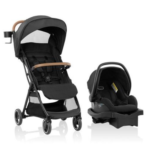 Evenflo Otto Lightweight Travel System with LiteMax Infant Car Seat - Chia Black: Ultra-Compact, Rear Facing Seat, EVA Tires
