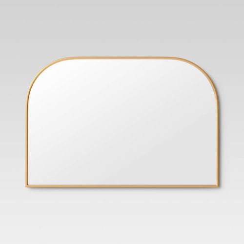 36" X 24" Over The Mantel Mirror Gold - Threshold™: Rounded Top, Metal Frame, Wall Mounted