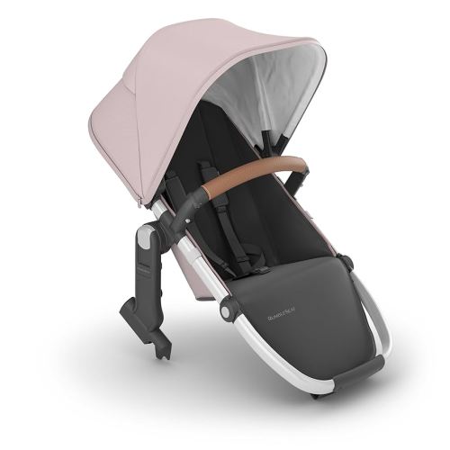 UPPAbaby RumbleSeat V2+ Second Lower Seat/Compatible with Vista V2 and Vista V3 / Adapters, Bumper Bar, Bug Shield Included/Alice (Dusty Pink/Silver Frame/Saddle Leather)