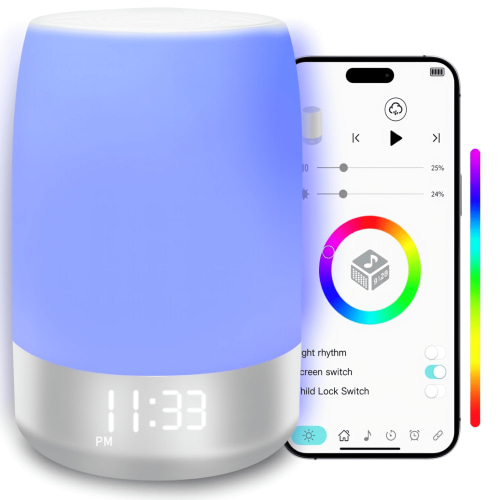 FETERVIC White Noise Machine with Night Light& Alarm Clock – 32 Soothing Sounds, Smart App Control, Timer & Memory, Portable Sleep Sound Machine for Baby, Adults & Travel