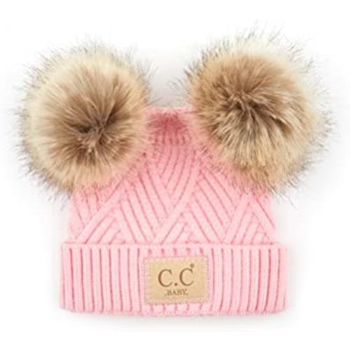 Funky Junque Baby Beanie Hat - Soft Knit Winter Cap with Double Pom Pom - Easter Pastels, Classic Solids, Value Packs
