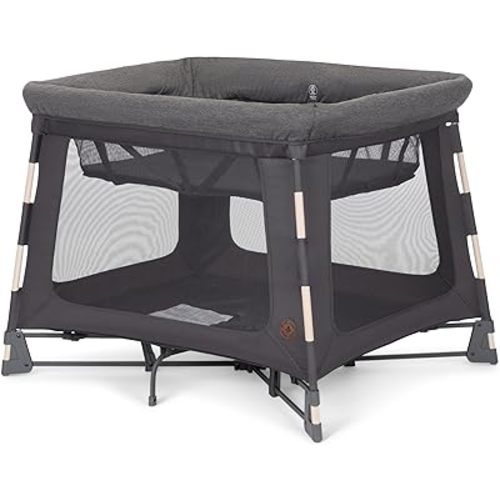 Maxi-Cosi Swift Baby Playpen with Mat, Baby Play Yards, Pack and Play with Bassinet - Portable Playpen for Babies and Toddlers, Classic Graphite