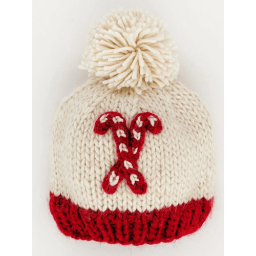 Candy Cane Knit Pom Hat