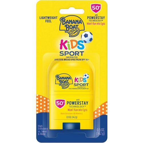 Banana Boat Sport Kids Sunscreen Stick SPF 50, 0.5oz | Travel Size Sunscreen for Kids, Childrens Sunblock SPF 50, Oxybenzone-Free, 0.5oz