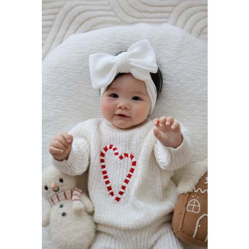 TEXTURED KNIT JUMPER | SNOW - CANDY CANE