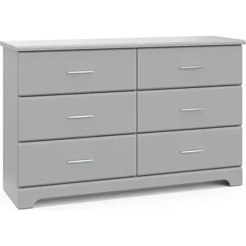 Storkcraft Brookside 6-Drawer Dresser (Pebble Gray) – GREENGUARD Gold Certified, Kids & Nursery Storage Chest, Durable Bedroom Dresser, Safety Interlocking Drawers, Pre-Installed Tracks