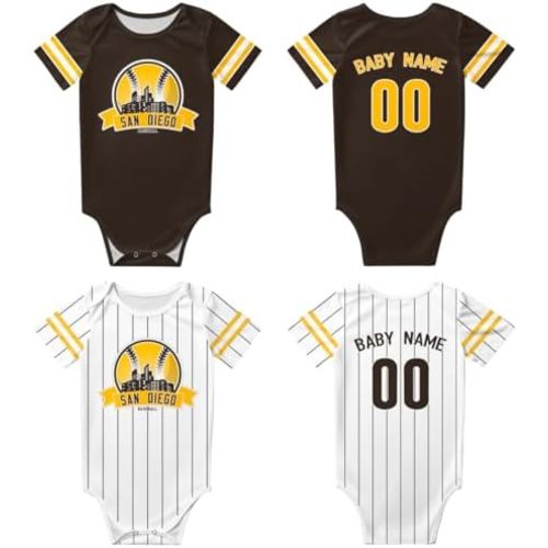 Custom Baby Clothes-2 PACK,Personalized Name Number Infant Apparel, Baby Boy & Girl’s Newborn Outfit Bodysuit (0-24Month)