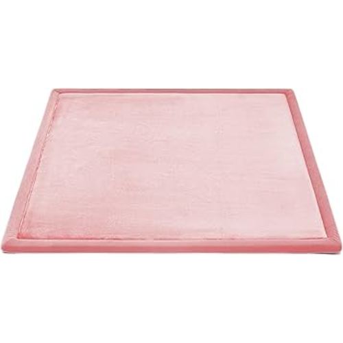Baby Play Mat for Floor Cushion, 1.3" Thick Memory Foam Nursery Rug, Soft Velvet Non slip, Toddlers Baby Tummy Time Mat for Crawling, 50x50 Playpen, Living Room, Tatami Style, Pink
