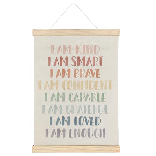 Qvapt Affirmations for Kids Posters,Boho Rainbow Playroom Nursery Classroom Wall Decor,Inspirational Wall Decor for Kids,Growth Mindset Posters with Hanger 12x16