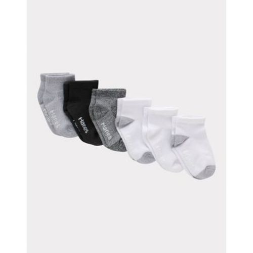 Hanes Baby Girls' 6pk Solid Athletic Socks - White/gray/black 6-12m