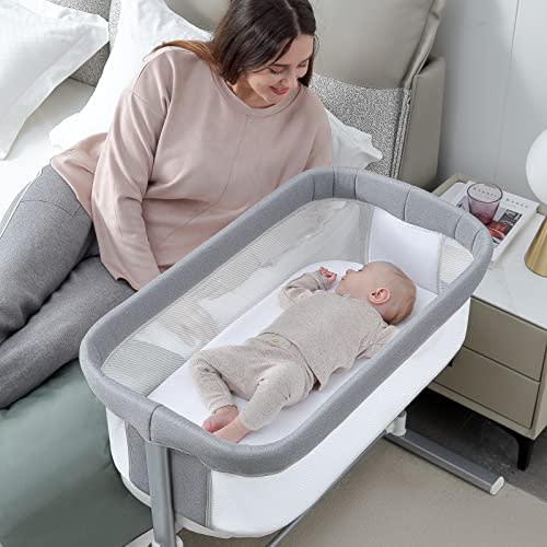 RONBEI Bassinet, Bedside Bassinet for Baby Breathable Mesh Baby Bassinet, Easy to Assemble Lightweight Portable Bassinets for Newborn Infants