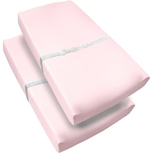 BreathableBaby Waterproof Cover, for 32" x 16"/81 x 41 cm Changing Pad, Light Pink (2-Pack)