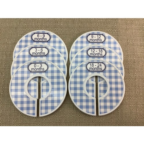Custom Baby Closet Dividers Blue Nursery Gingham Clothes Organizers Baby Shower Gift