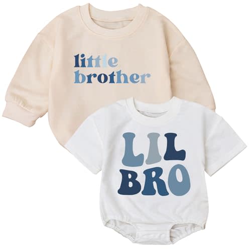 KOLNAMDINH 2PCS Baby Boy Little Bro Romper Set, Baby Bodysuit, Newborn Boy Gift, Baby Boy Outfit, Cute Little Bro Baby Outfit