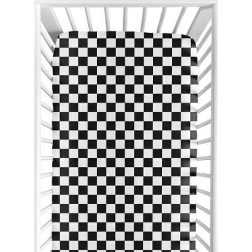 Sweet Jojo Designs Boy, Girl, Unisex/Gender Neutral Baby Fitted Crib Sheet Gingham Checkered Plaid Black and White