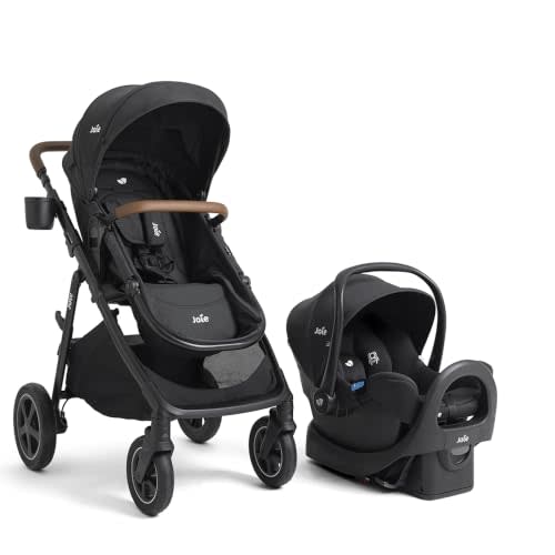 Joie Ginger DLX Pramette Stroller & Rue Infant Car Seat Travel System | Lightweight infant car seat with anti-rebound base, one-hand lie-flat pramette conversion stroller, all-terrain tires