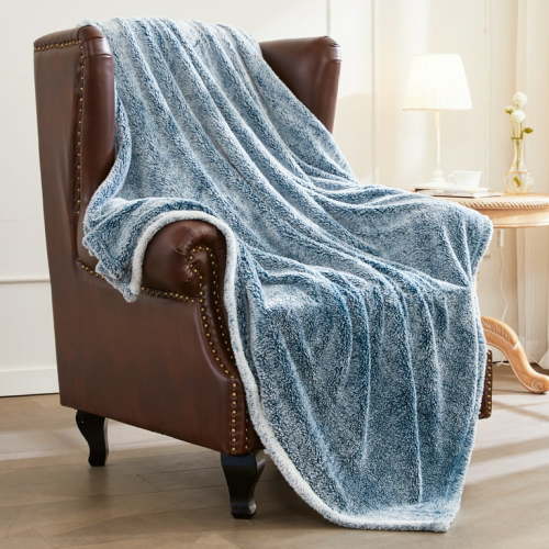 Exclusivo Mezcla Plush Fuzzy Large Fleece Throw Blanket (50" x 70", Mixed Teal)- Soft, Warm and Lightweight